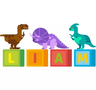 Värikkäitä dinosaurusblokkeja seinätarra lastenhuone - Tenstickers