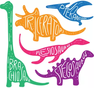 Dinosaurus nimilajeineen Dinosaurustarra - Tenstickers
