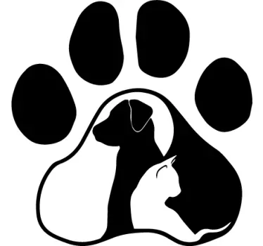 Kissa ja koira tassuilla lemmikki sisustustarra olohuoneeseen - Tenstickers