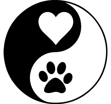 Yin yang tulosta tassu ja sydän Koiratarra - Tenstickers