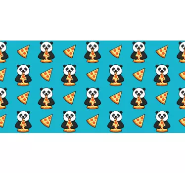 Panda syö pizzaa kissatarra ja koiratarra - Tenstickers