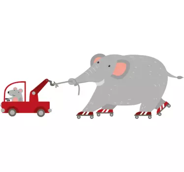 Norsu hiirellä seinämaalaus seinätarrat - Tenstickers