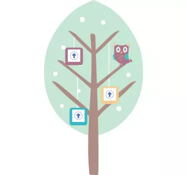Söpö pöllöpuu seinätarra lastenhuone - Tenstickers