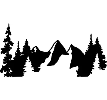 Metsä ja vuori siluetti luontotarra - Tenstickers