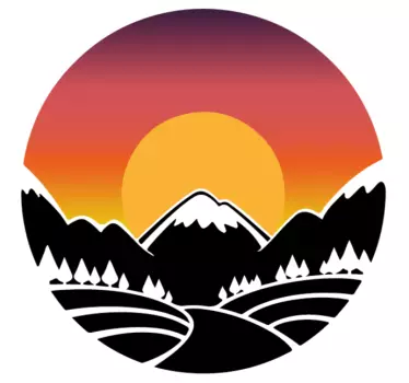 Vuoristomaisema auringonlasku seinätarra - Tenstickers
