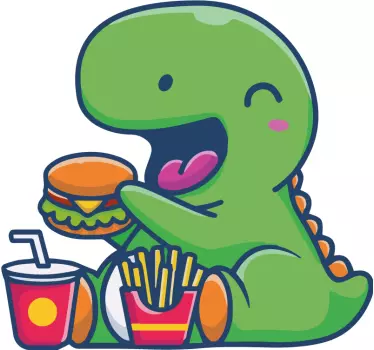 Söpö dinosaurus syö ruokaa Dinosaurustarra - Tenstickers