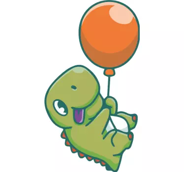 Söpö dinosaurus lentää ilmapallolla Dinosaurustarra - Tenstickers