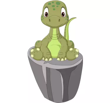 Söpö dinosaurus kivellä Dinosaurustarra - Tenstickers