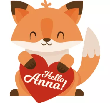 Anime-kettu tervehtii kuvitus seinätarra - Tenstickers