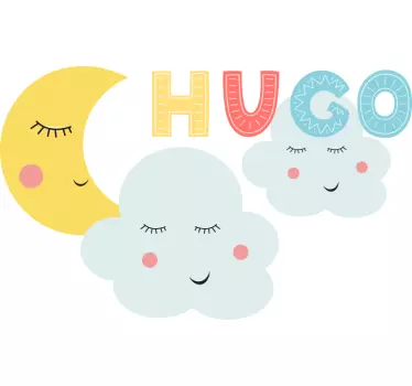 Seinätarra lastenhuone kuu ja pilvimaalaus - Tenstickers