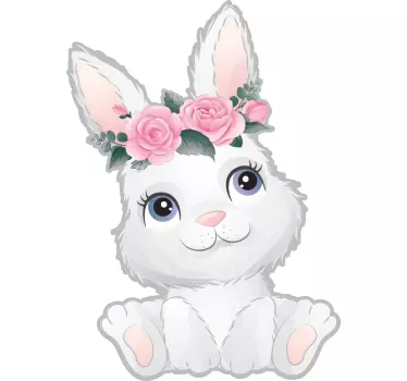 Söpö vauva kani kukka Ikkunatarra - Tenstickers