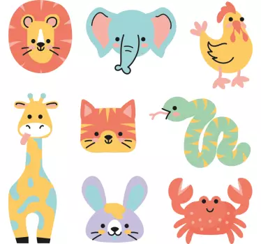 Söpö eläinten kokoelma seinätarra lastenhuone - Tenstickers