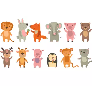 Onnellinen hauska sarjakuva seinätarra lastenhuone - Tenstickers