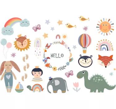 Lasten elementti kukka seinätarra lastenhuone - Tenstickers