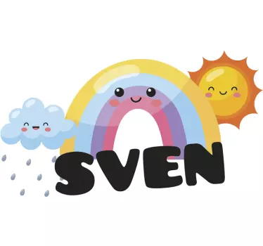 Seinätarra lastenhuone satumainen sateenkaariskenaario - Tenstickers