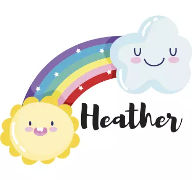 Söpö sateenkaari ja aurinko seinätarra lastenhuone - Tenstickers
