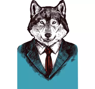 Käsin piirretty liiketoiminnan susi Ikkunatarra - Tenstickers