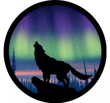 Susi ulvoo pohjoisissa valoissa Villieläintarrat - Tenstickers