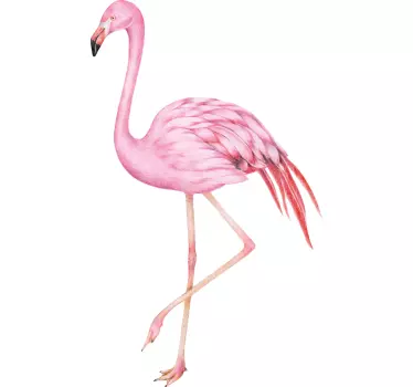 Vaaleanpunainen flamingo vesiväri Ikkunatarra - Tenstickers