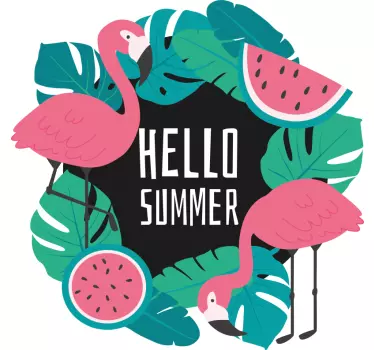 Trooppinen flamingo teema seinätarra - Tenstickers
