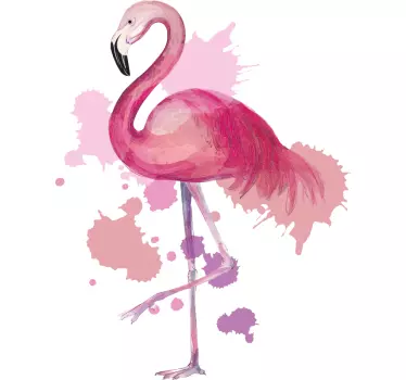 Vintage flamingo roiskeväreillä Ikkunatarra - Tenstickers