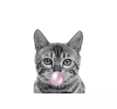 Kissa purukumilla Läppäritarrat - Tenstickers