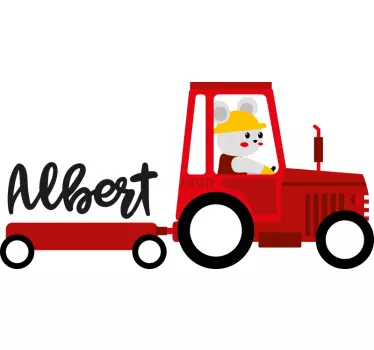 Punainen traktori nimellä lastenhuoneen seinätarrat - Tenstickers