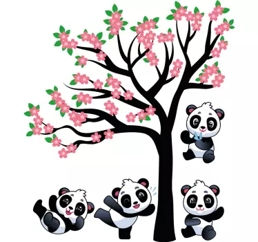 Pandat leikkivät kevätpuulla Villieläintarrat - Tenstickers