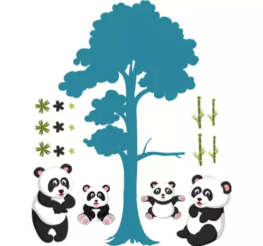 Pandan perhe-elämä Villieläintarrat - Tenstickers