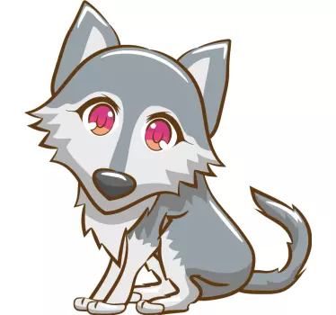 Söpö susi japanilainen animaatio Villieläintarrat - Tenstickers