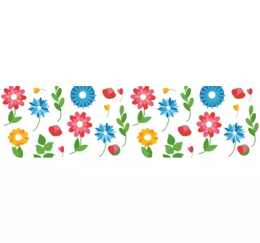 Elävä kukkakuvio koristereunus tarra - Tenstickers