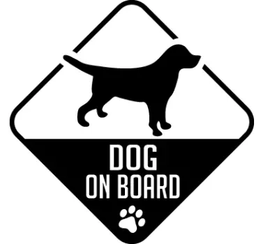 "Dog on board" koira autossa autotarra - Tenstickers