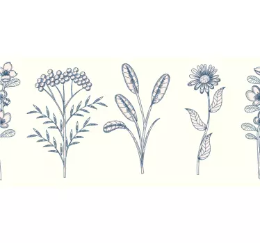 Vintage kasvitieteen kukkia koristereunus seinätarra - Tenstickers