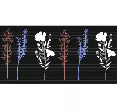 Yrtit villi kukka vintage tyyli koristereunus seinätarra - Tenstickers