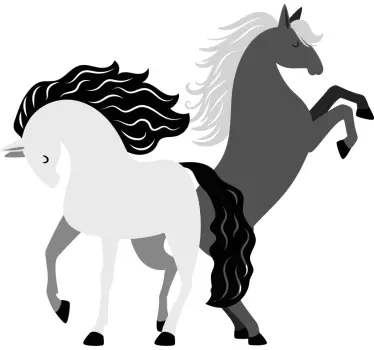 Mustavalkoiset hevoset Seinätarrat - Tenstickers
