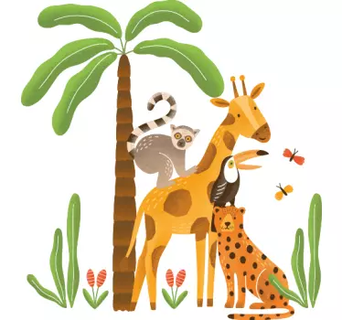 Viidakon eläimet leikkivät Villieläintarrat - Tenstickers