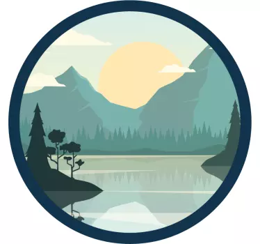 Siluetti vuori järven kanssa luontotarra - Tenstickers