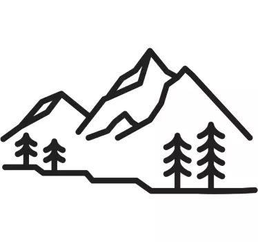 Vuori siluetti puiden alla luontotarra - Tenstickers
