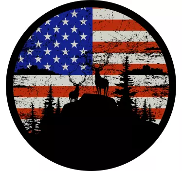 Amerikan lippu vuori siluetti luontotarra - Tenstickers