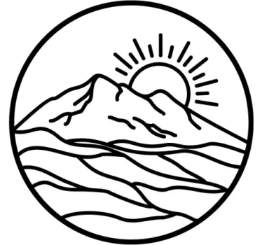 Pyöreä siluetti vuori aurinko luontotarra - Tenstickers