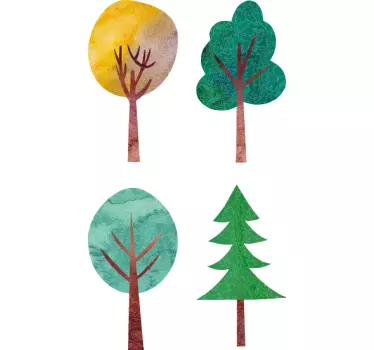 Värikäs puumotiivi luontoaiheinen seinätarra - Tenstickers