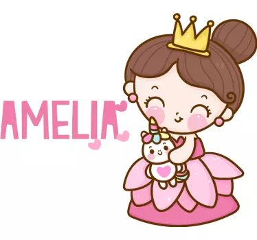 Seinätarra lastenhuone suloinen prinsessahahmo - Tenstickers