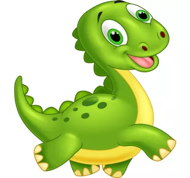 Söpö vihreä dinosaurus tarra - Tenstickers
