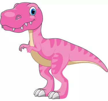 Hauska vaaleanpunainen dinosaurus seisoo jaloilla seinätarra last - Tenstickers