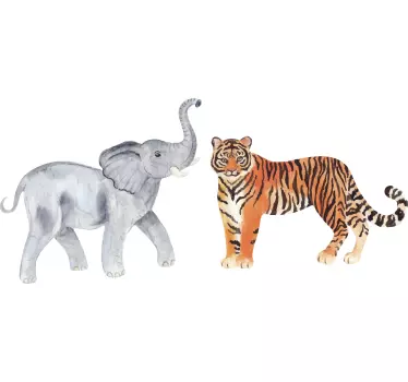 Vesiväri safari eläin Villieläintarrat - Tenstickers