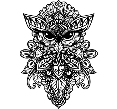 Mandala musta puolipöllö lintutarrat - Tenstickers