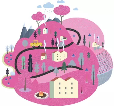 Värikäs maisema seinätarra - Tenstickers