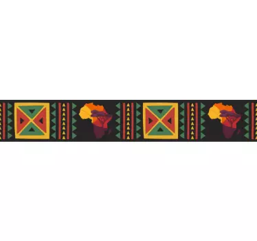 Värikäs afrikka kuvio koristereunus seinätarra - Tenstickers