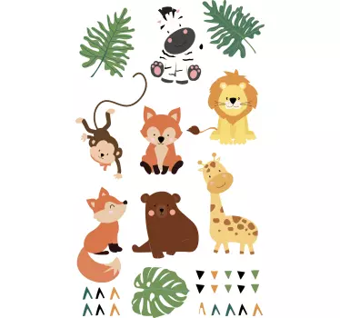 Söpö villieläimiä lehtiä Seinätarrat - Tenstickers