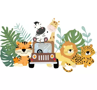 Safari-eläimet, joissa on seepra-leijona ja kirahvi sänkypäätytar - Tenstickers